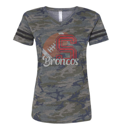 BRONCOS - Women's Football V-Neck Fine Jersey Tee Thumbnail