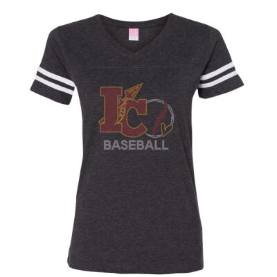 IC BASEBALL - Women's Football V-Neck Fine Jersey Tee Thumbnail